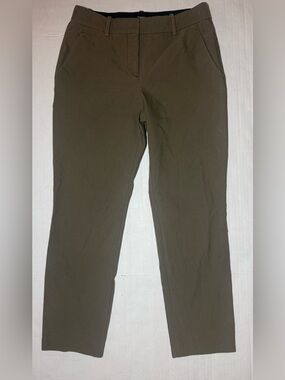 Theory Treca A Pants Women’s 0 Olive Green Stretch Straight Leg Trouser